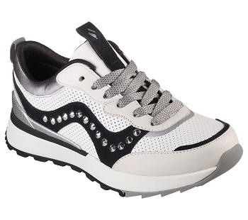 White / Black Skechers Sunny Street - Leatherette | 6499Q_USA