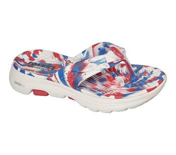 White / Blue Skechers Foamies: GOwalk 5 - Merica Sweets | 4028A_USA