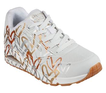White / Gold Skechers x JGoldcrown: Uno - Metallic Love | 75734_USA