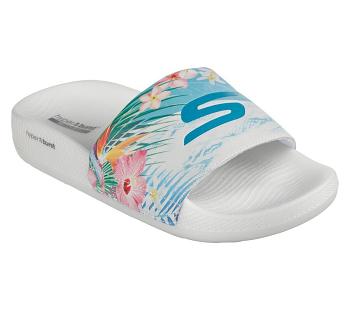 White / Multicolor Skechers Hyper Slide - Under the Palms | 4576A_USA