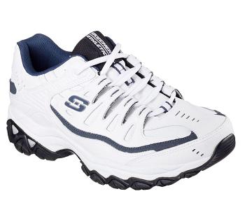 White / Navy Skechers After Burn Memory Fit - Reprint | 39398_USA