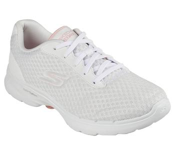 White / Pink Skechers GO WALK 6 - Iconic Vision | 5648L_USA