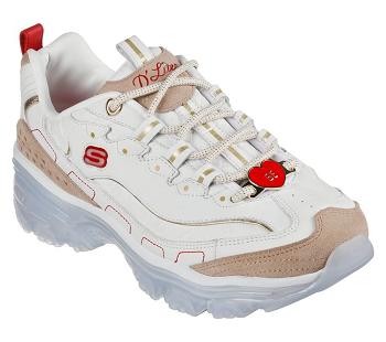 White / Red Skechers D'Lites Crystal - Bare My Love | 6572R_USA