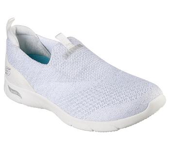 White / Silver Skechers Arch Fit Refine - Showcase | 7224B_USA