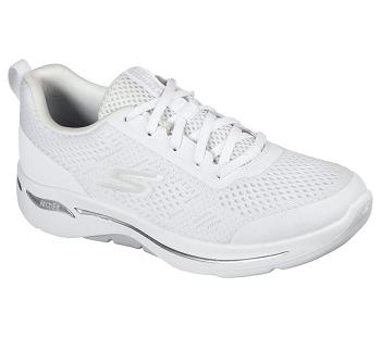 White / Silver Skechers GOwalk Arch Fit - Motion Breeze | 74694_USA