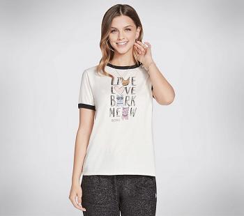 White Skechers BOBS Apparel Bark Meow Ringer | 4572B_USA