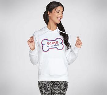 White Skechers BOBS Apparel Bone Hoodie | 3772K_USA