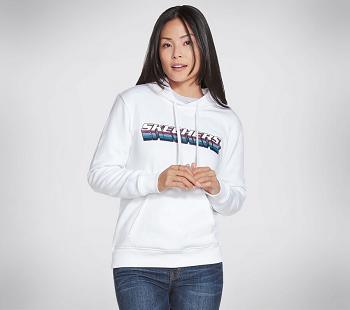 White Skechers GO LOUNGE Stack Logo Pullover Hoodie | 3794A_USA