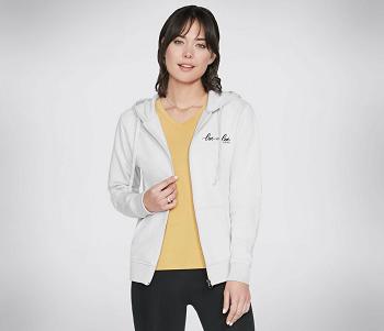 White Skechers JGoldcrown: Diamond Heart Full Zip Hoodie | 5059B_USA