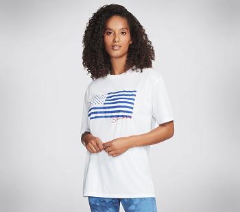 White Skechers Love My Flag Everybody | 4522A_USA