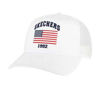 White Skechers USA Flag Trucker | 1314L_USA